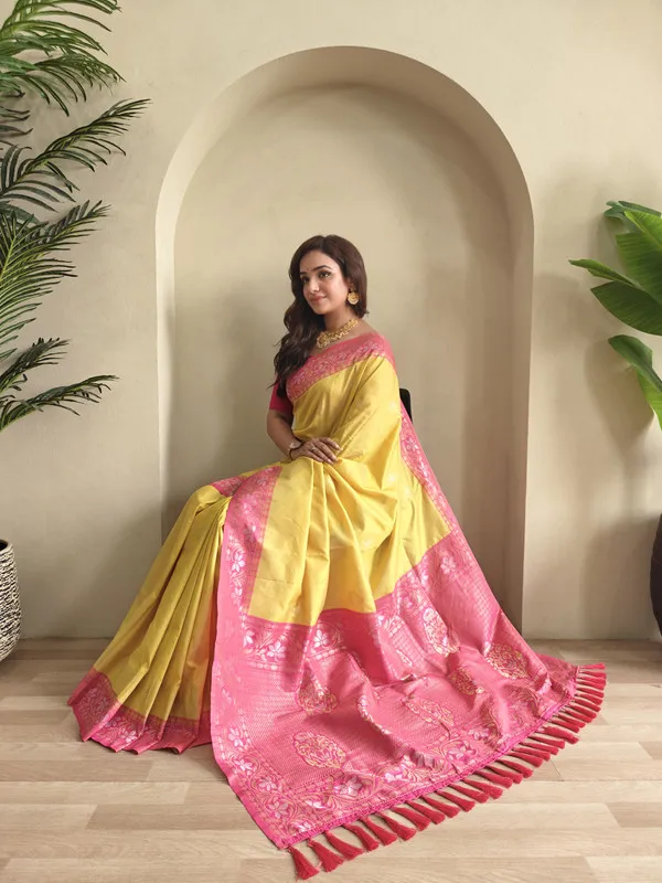 Lemon_Dual_Tone_Silk_Weaving_Saree_For_Women