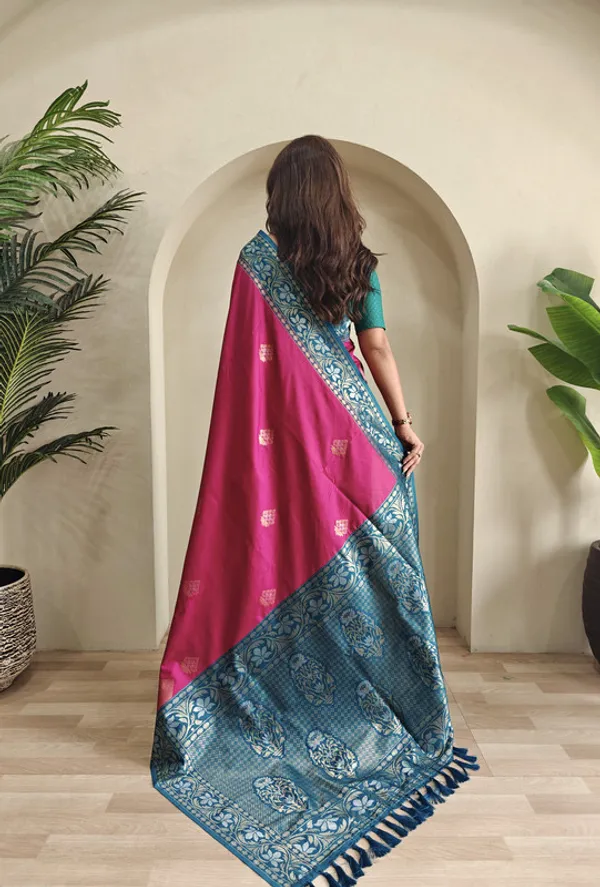 Pink_Dual_Tone_Silk_Weaving_Saree_For_Women