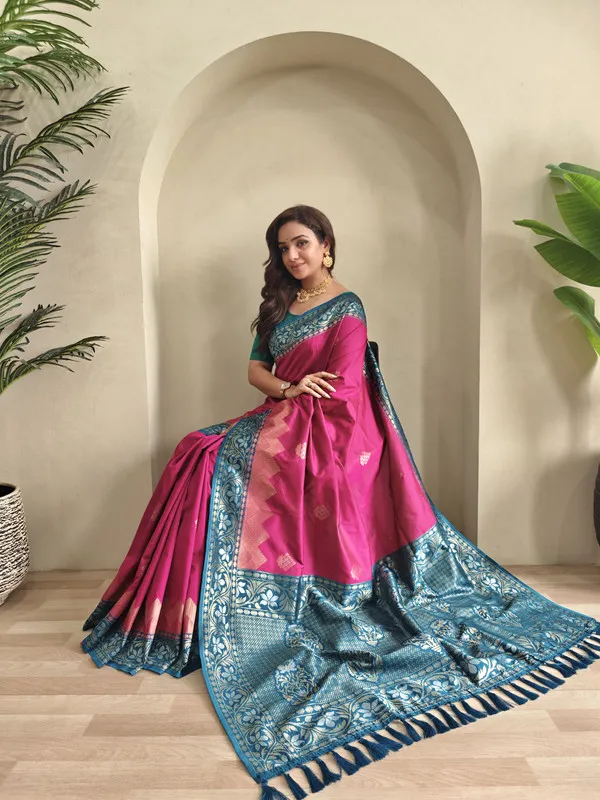 Pink_Dual_Tone_Silk_Weaving_Saree_For_Women