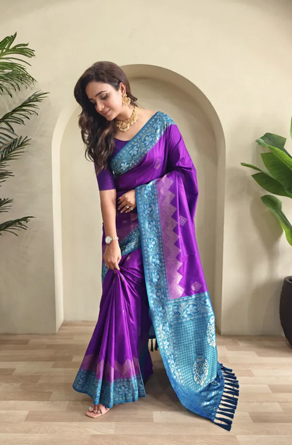 Purple_Dual_Tone_Silk_Weaving_Saree_For_Women