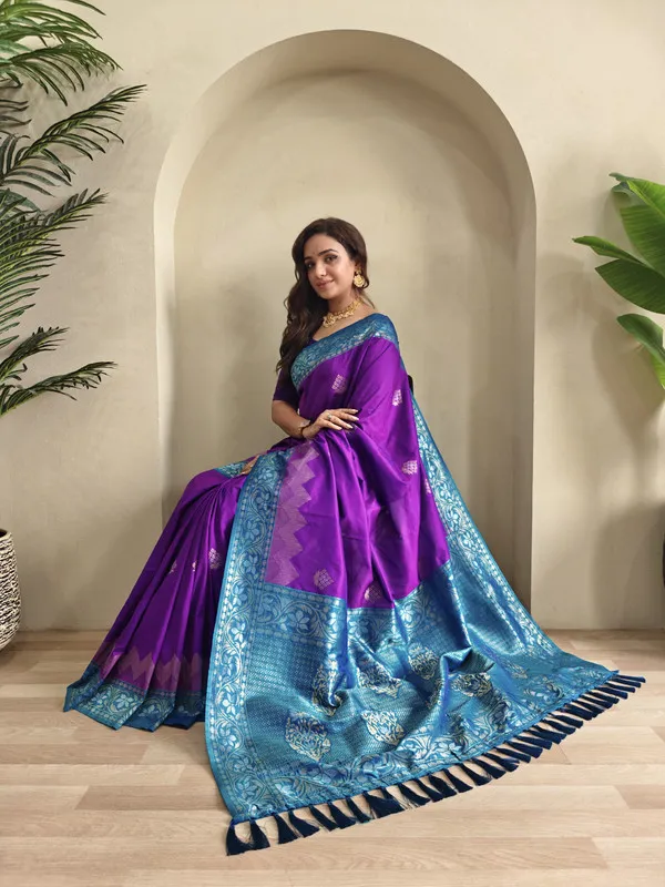 Purple_Dual_Tone_Silk_Weaving_Saree_For_Women