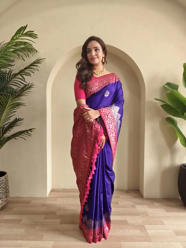 Violet_Dual_Tone_Silk_Weaving_Saree_For_Women