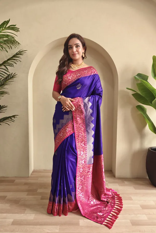 Violet_Dual_Tone_Silk_Weaving_Saree_For_Women
