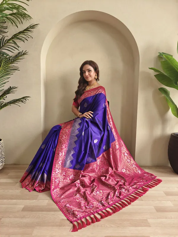 Violet_Dual_Tone_Silk_Weaving_Saree_For_Women