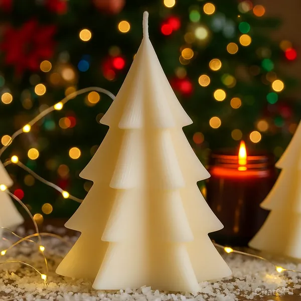 White_3_D_Christmas_Tree_Candle_For_Home_Decor