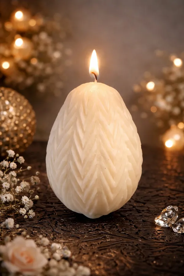 White_Ribbed_Easter_Egg_Pot_Candle_For_Home_Decor