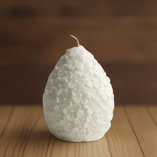 White_Large_Flower_Egg_Candle_For_Home_Decor