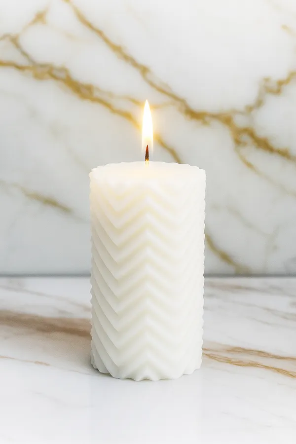 White_Zig_Zag_Pillar_Candle_For_Home_Decor