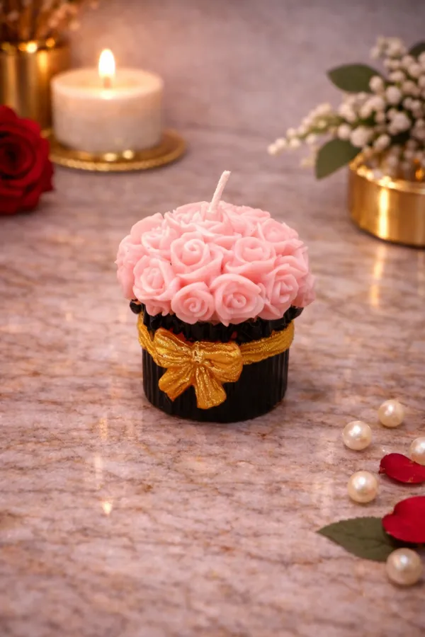 Pink_Flower_Bouquet_Candle_For_Home_Decor