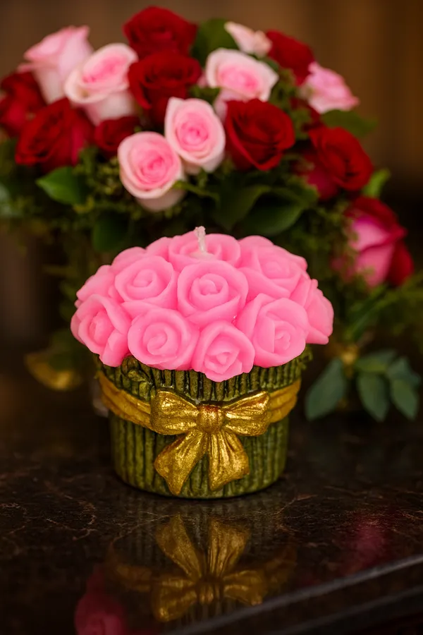 Pink_Flower_Bouquet_Candle_For_Home_Decor