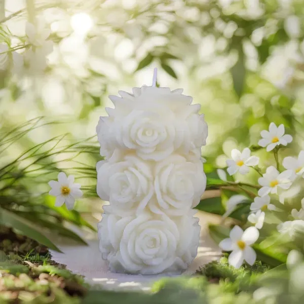 White_Big_Rose_Pillar_Candle_For_Home_Decor
