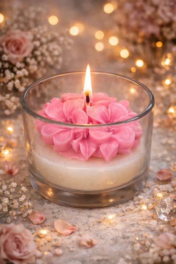 Pink_Cherry_Blossom_Flower_Candle_For_Home_Decor