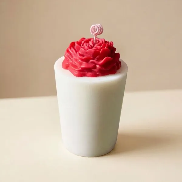 White_And_Pink_Textured_Bloom_Decorative_Candle_For_Home_Decor