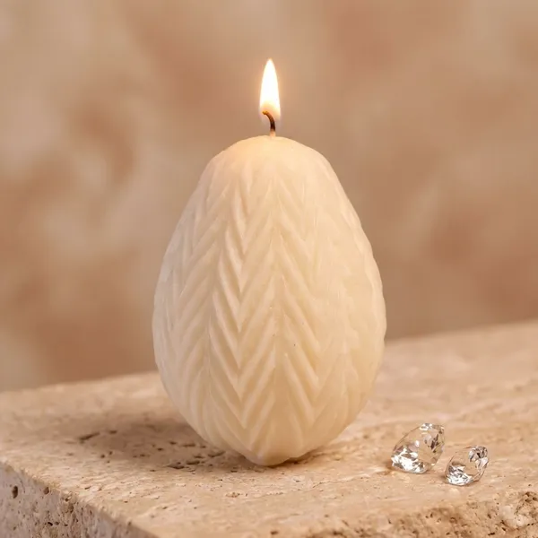 White_Ribbed_Easter_Egg_Pot_Candle_For_Home_Decor