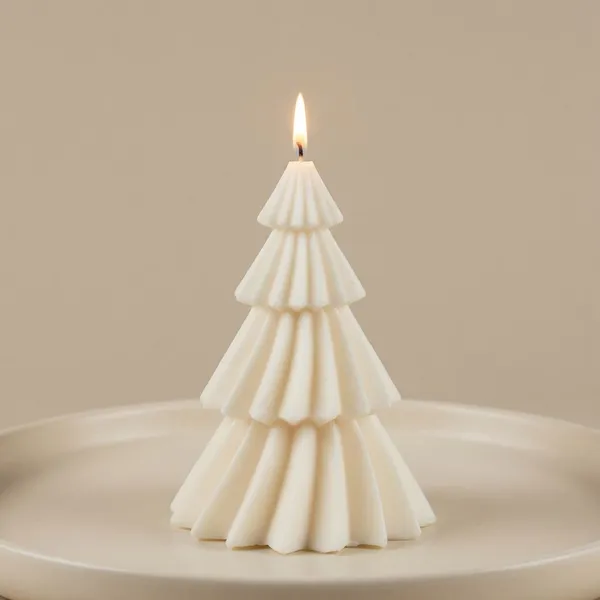 White_Conical_Christmas_Tree_Candle_For_Home_Decor