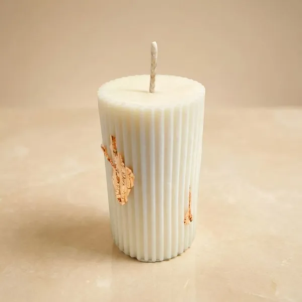 White_Ribbed_Pillar_Candle_For_Home_Decor