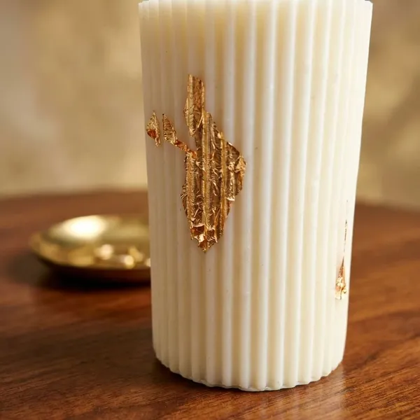 White_Ribbed_Pillar_Candle_For_Home_Decor