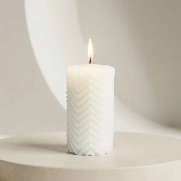 White_Zig_Zag_Pillar_Candle_For_Home_Decor