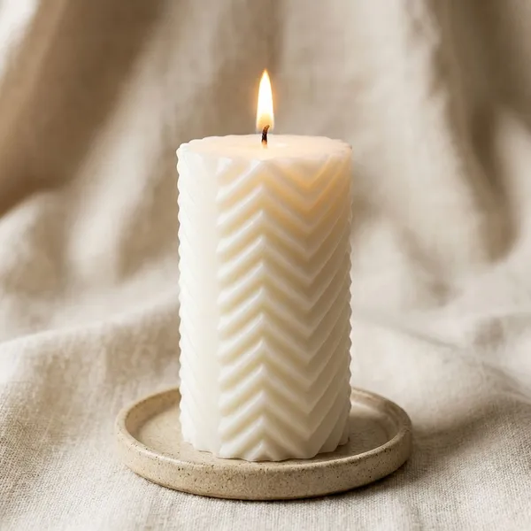 White_Zig_Zag_Pillar_Candle_For_Home_Decor