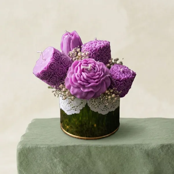 Purple_Flowers_In_A_Golden_Tin_Candle_For_Home_Decor