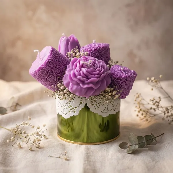 Purple_Flowers_In_A_Golden_Tin_Candle_For_Home_Decor