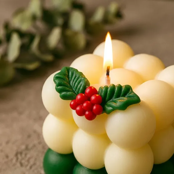 White_And_Green_And_Christmas_Ball_Cube_Candle_For_Home_Decor
