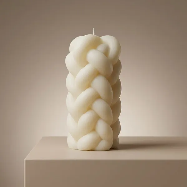 White_Braid_Pillar_Candle_For_Home_Decor
