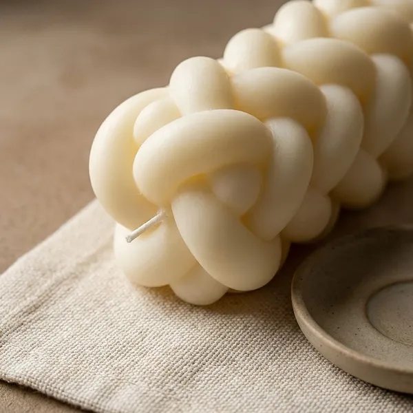 White_Braid_Pillar_Candle_For_Home_Decor
