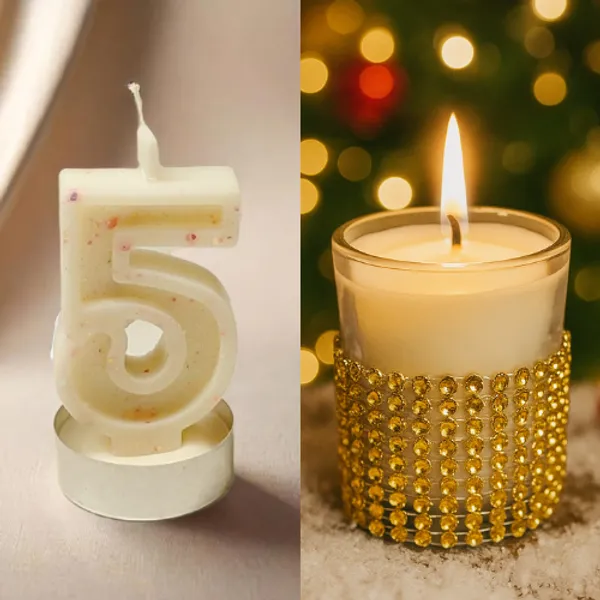 Pack_Of_2_Cream_Number_5_Candle_And_Yellow_Stone_Lace_Glass_Candle_For_Home_Decor_Combo