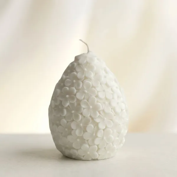 White_Large_Flower_Egg_Candle_For_Home_Decor