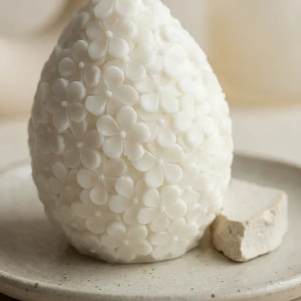White_Large_Flower_Egg_Candle_For_Home_Decor