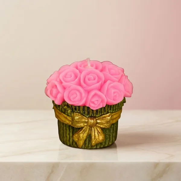 Pink_Flower_Bouquet_Candle_For_Home_Decor