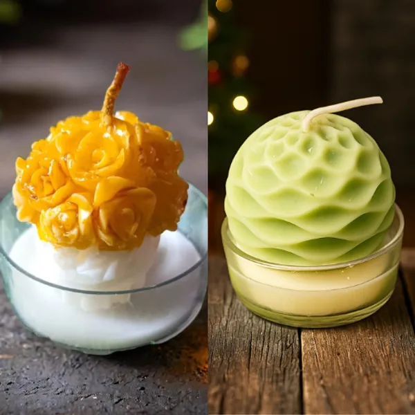 Pack_Of_2_White_Golden_Rose_Tlite_Roses_Candle_And_Green_Spiral_Ball_T_Lite_Tealight_Candle_For_Home_Decor_Combo