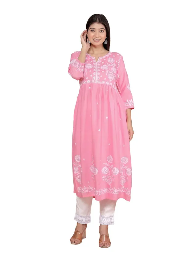 Women_S_Rayon_Embroidered_Anarkali_Kurti_With_Pant