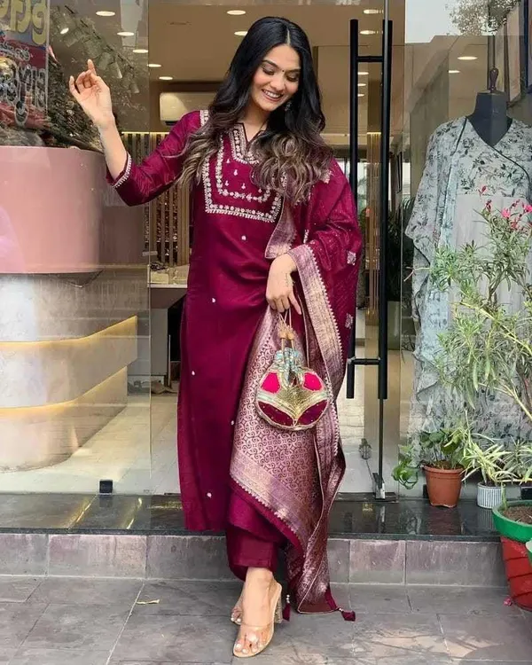 Women_S_Embroidered_Kurta_With_Trouser_And_Dupatta_Set
