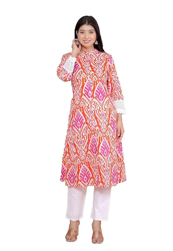Women_S_Cotton_Mandarin_Collar_A_Line_Kurti_With_Pant