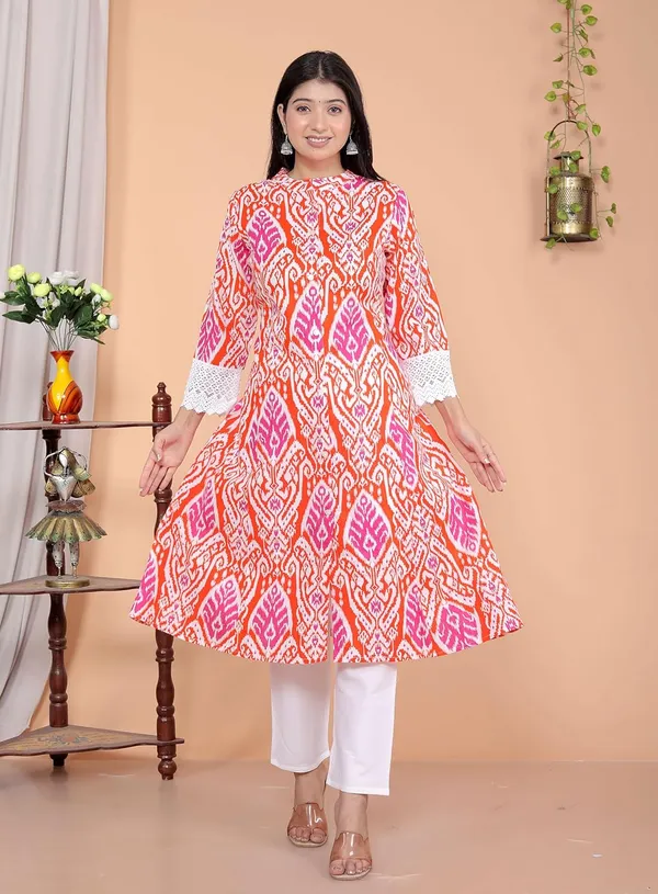 Women_S_Cotton_Mandarin_Collar_A_Line_Kurti_With_Pant