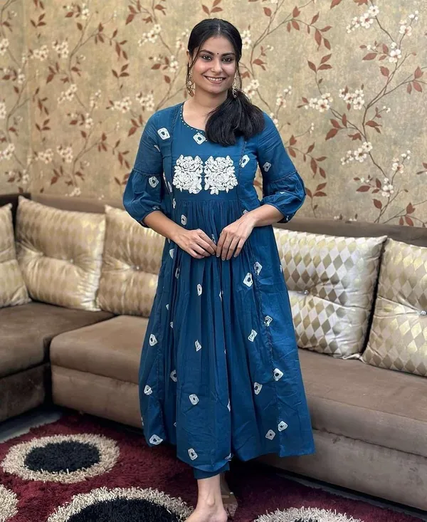 Blue_Cotton_Hand_Block_Printed_Anarkali_Kurti_For_Women