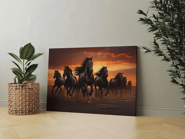 Seven_Horse_Canvas_Painting_With_Frame