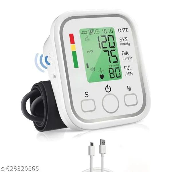 Bp_Monitor_Fully_Automatic_Blood_Pressure_Machine_To_Check_Digital_Accurate_Level_For_Home_Monitoring_Device_With_Talking_Function_Large_Display_Cuff_Kit_White_With_Digital_Thermometer