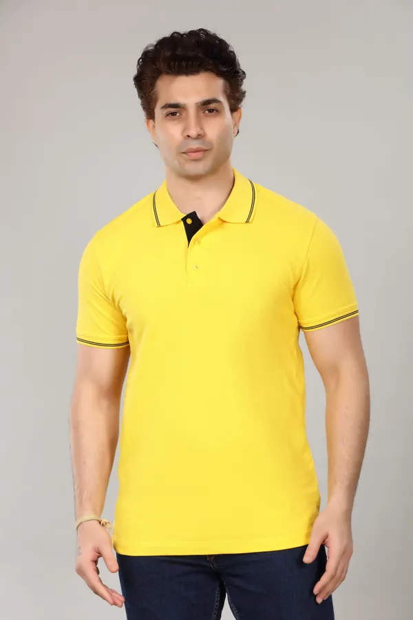 Yellow_Cotton_Collared_Polo_T_Shirt_For_Men