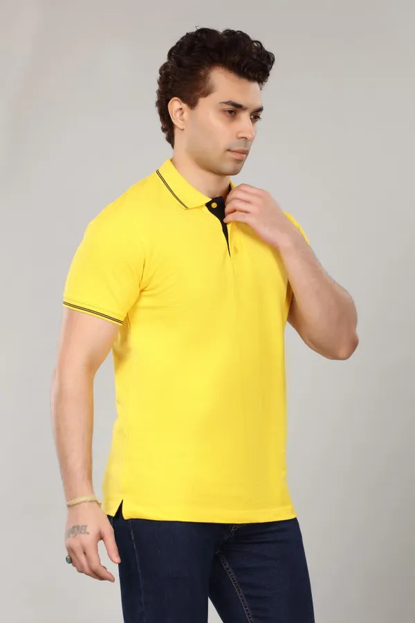 Yellow_Cotton_Collared_Polo_T_Shirt_For_Men