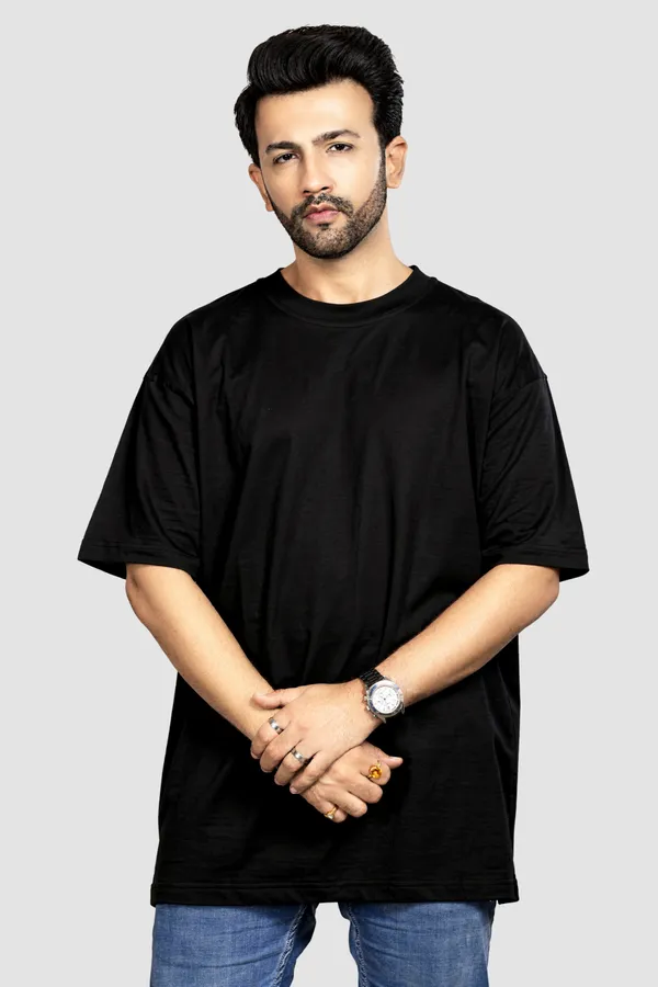 Black_Cotton_Casual_Loose_Fit_Streetwear_Oversized_T_Shirt_For_Men