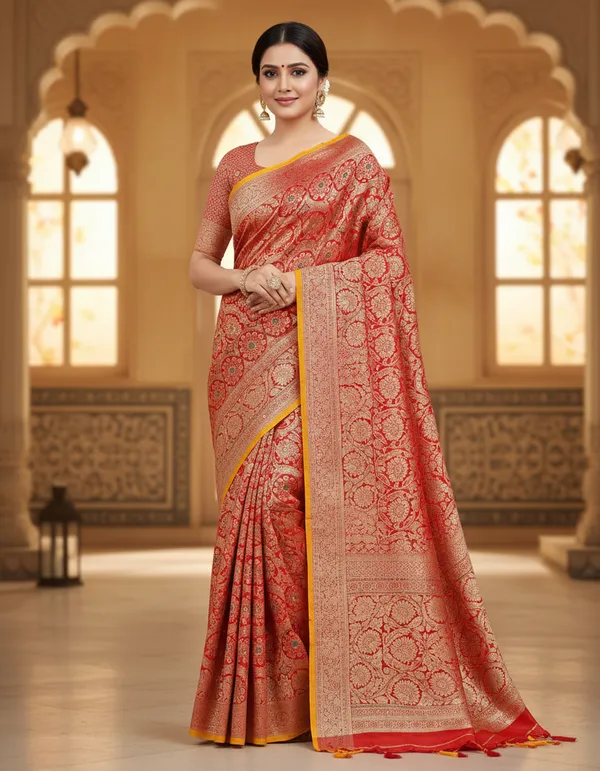 Rama_Red_Banarasi_Silk_Premium_Saree_For_Women