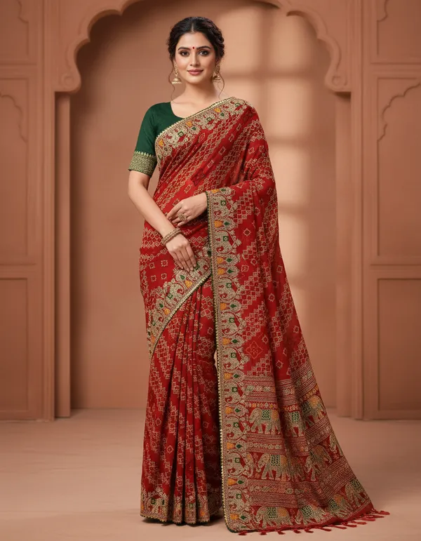 Red_Chiffon_Premium_Saree_For_Women