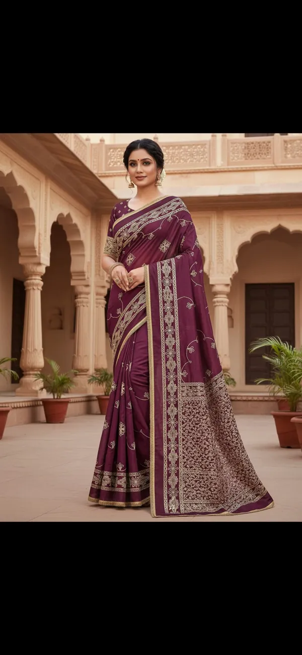 Wine_Chiffon_Premium_Saree_For_Women