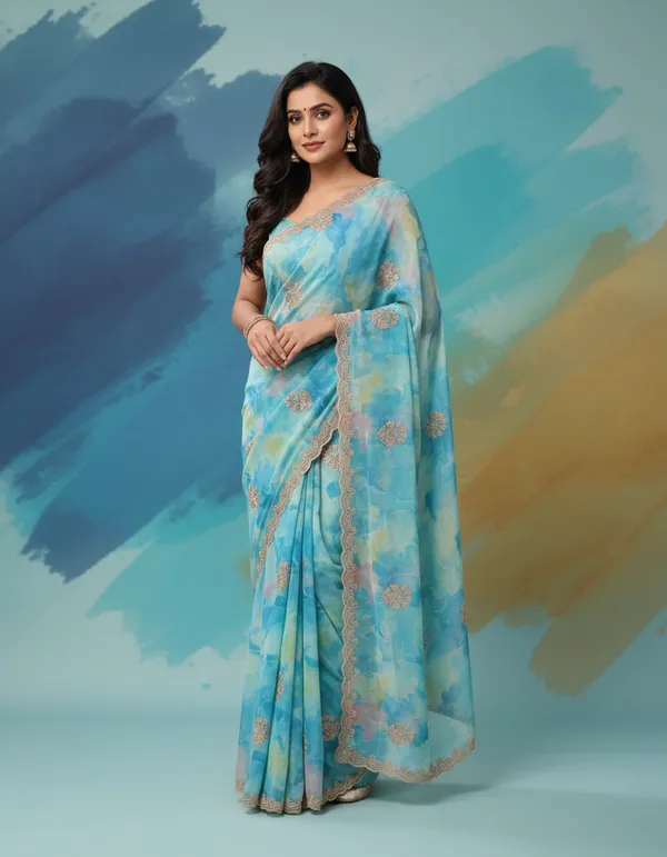 Blue_And_White_Chiffon_Premium_Saree_For_Women_Pack_Of_2