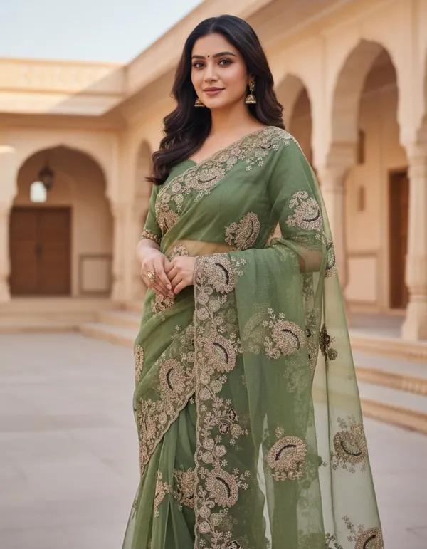 Green_Chiffon_Premium_Saree_For_Women