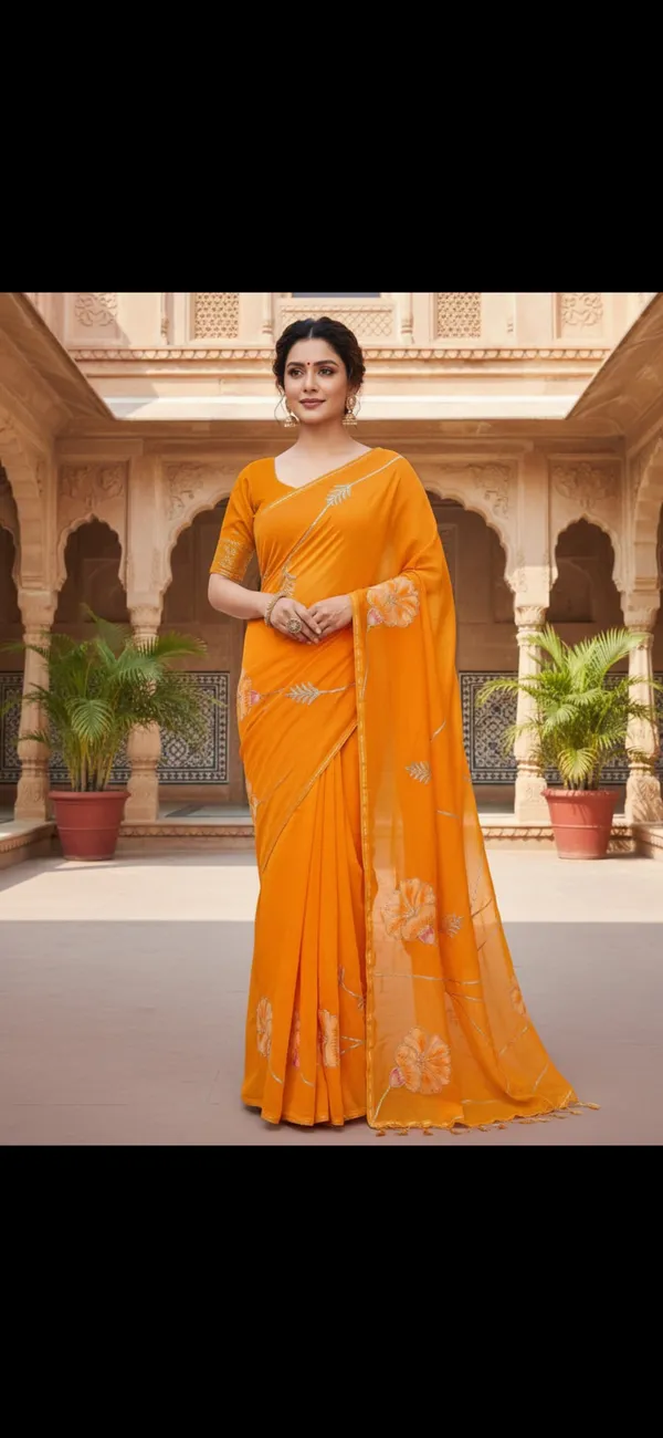 Orange_Chiffon_Premium_Saree_For_Women