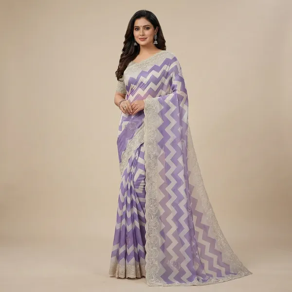 White_Chiffon_Premium_Saree_For_Women